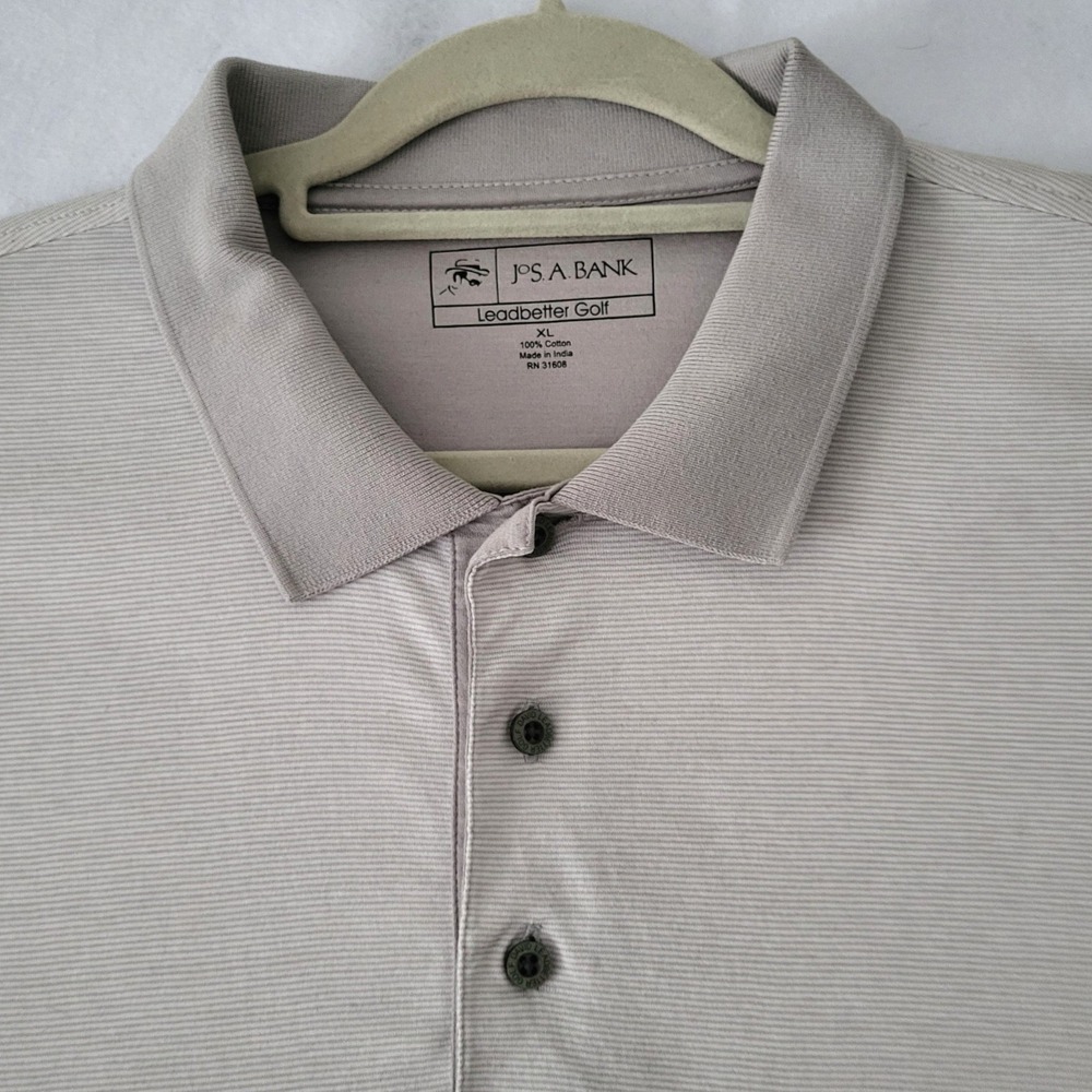 JOS A BANK‎ Leadbetter Golf Polo Shirt Mens XL Gray Stripe Short Sleeve Cotton